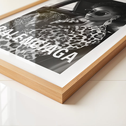 Hund im Auto Leopardenlook S/W