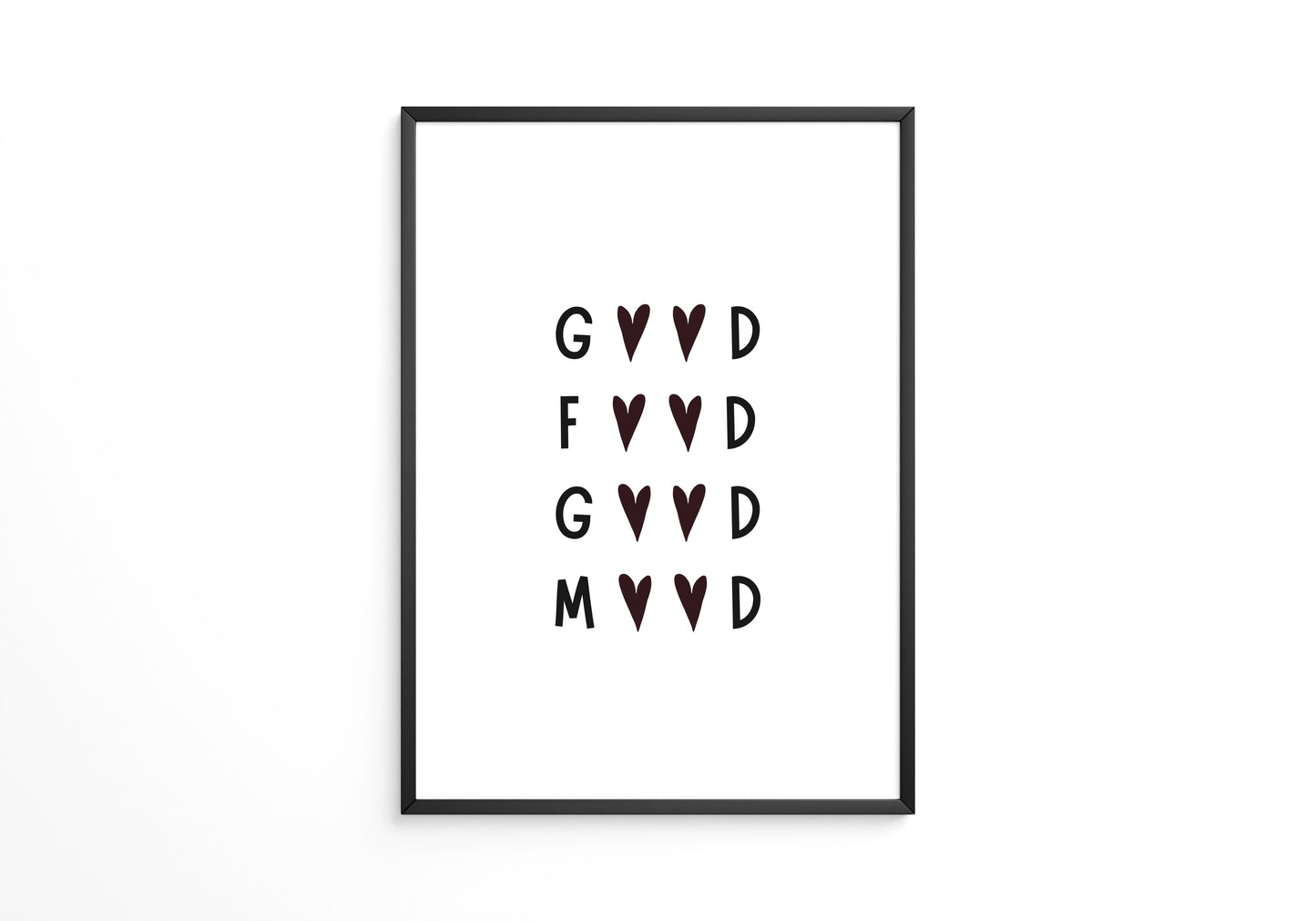Herz-Buchstaben Muster minimalistisch