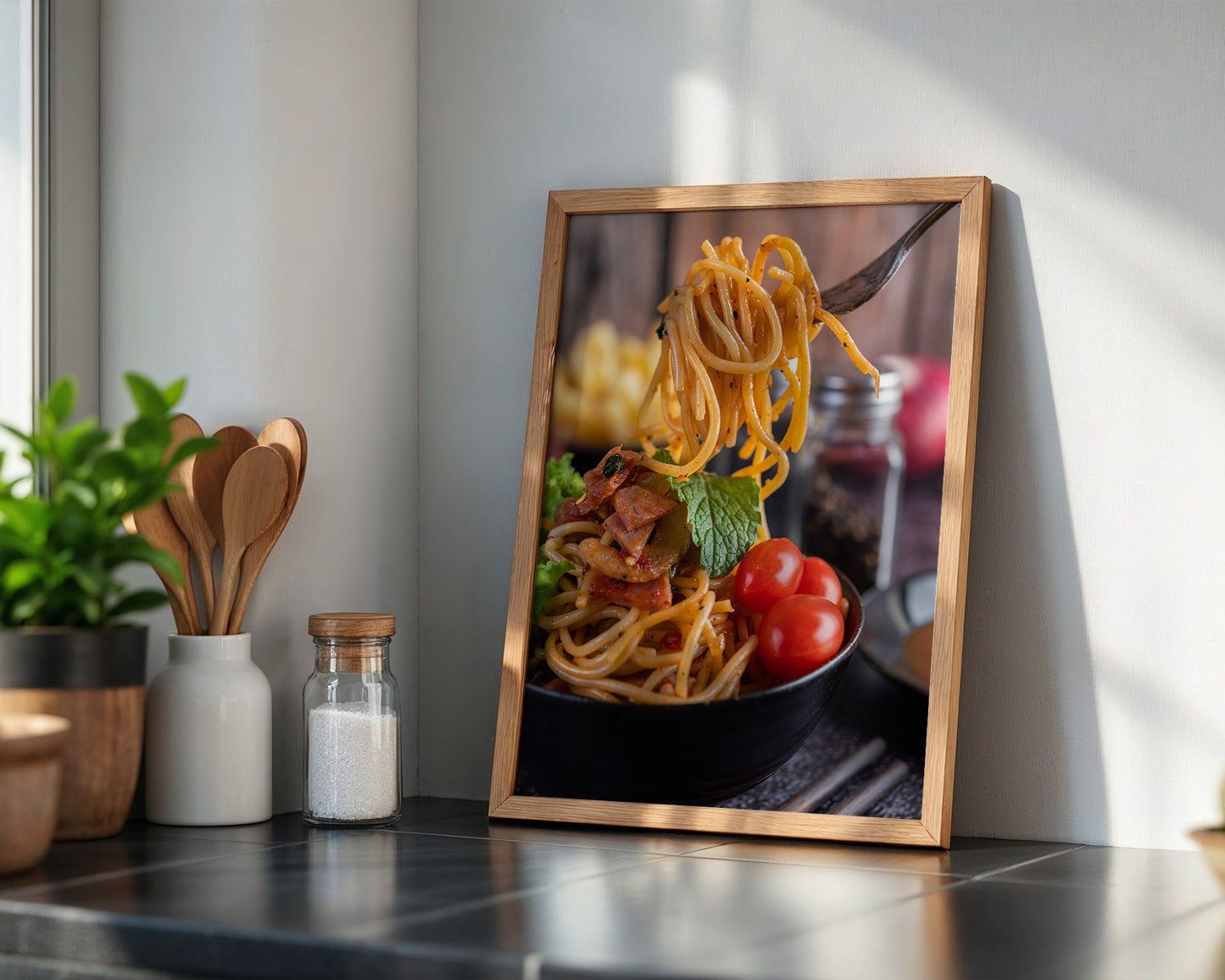 Spaghetti Gabel Nahaufnahme