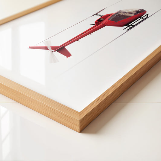 Roter Hubschrauber Seitenansicht