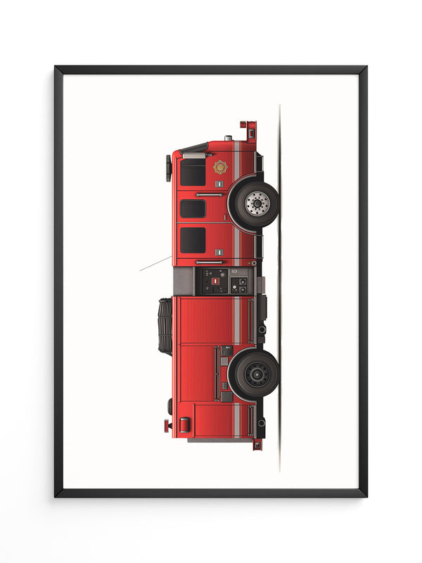 Feuerwehrauto Seitenansicht Vintage