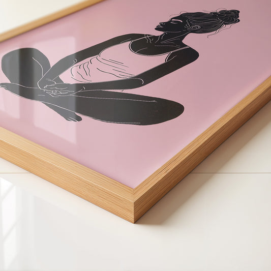 Sitzende Frau Silhouette Rosa