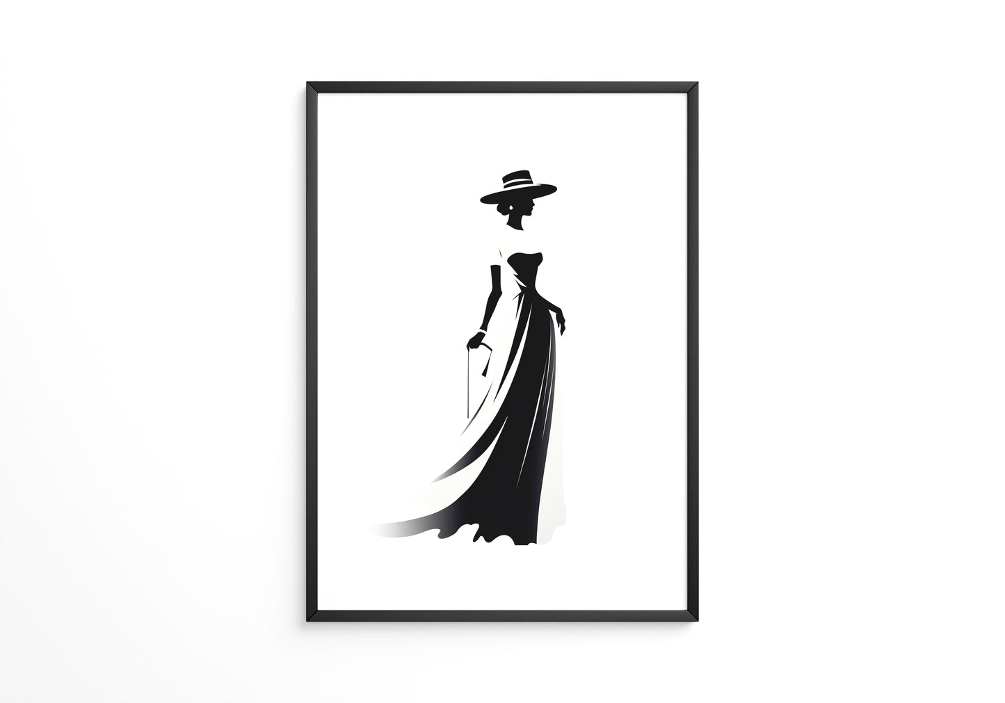 Dame Silhouette Eleganz Schwarz/Weiß