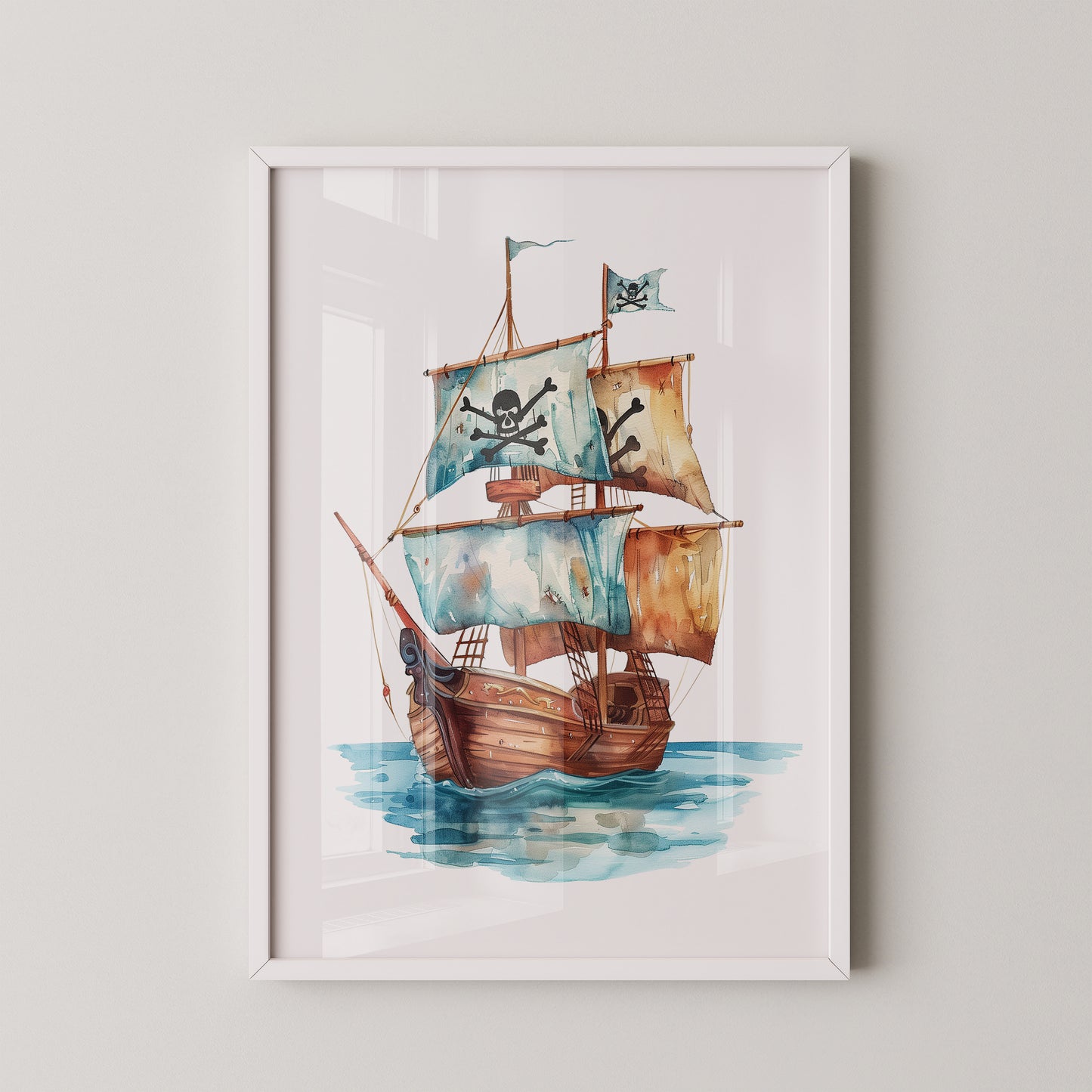 Piratenschiff Aquarell Segel