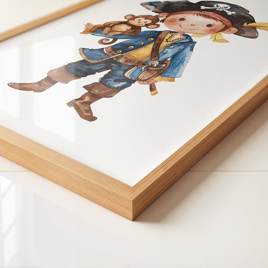 Pirat Kind Affe Aquarell