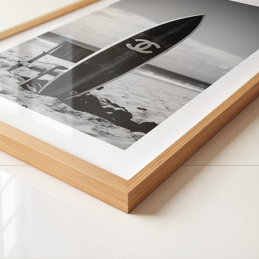 Surfbrett Strand Schwarzweiß