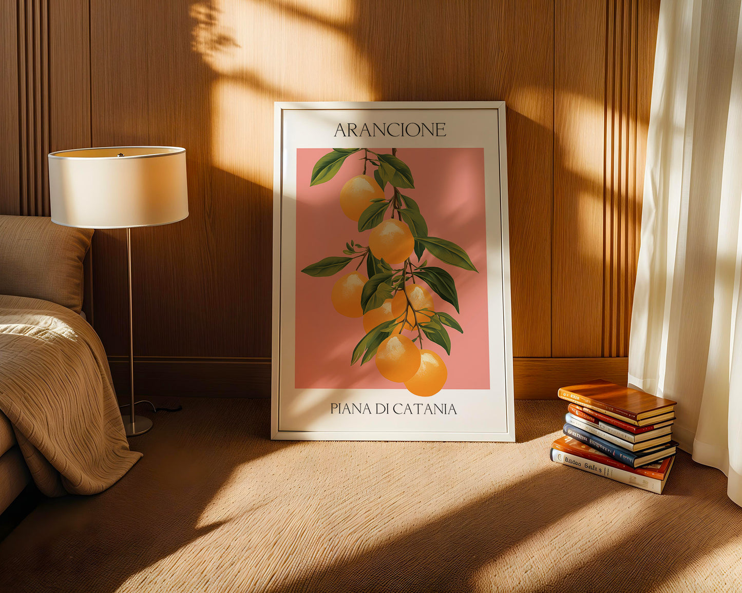 Orangen Zweig Pastellhintergrund