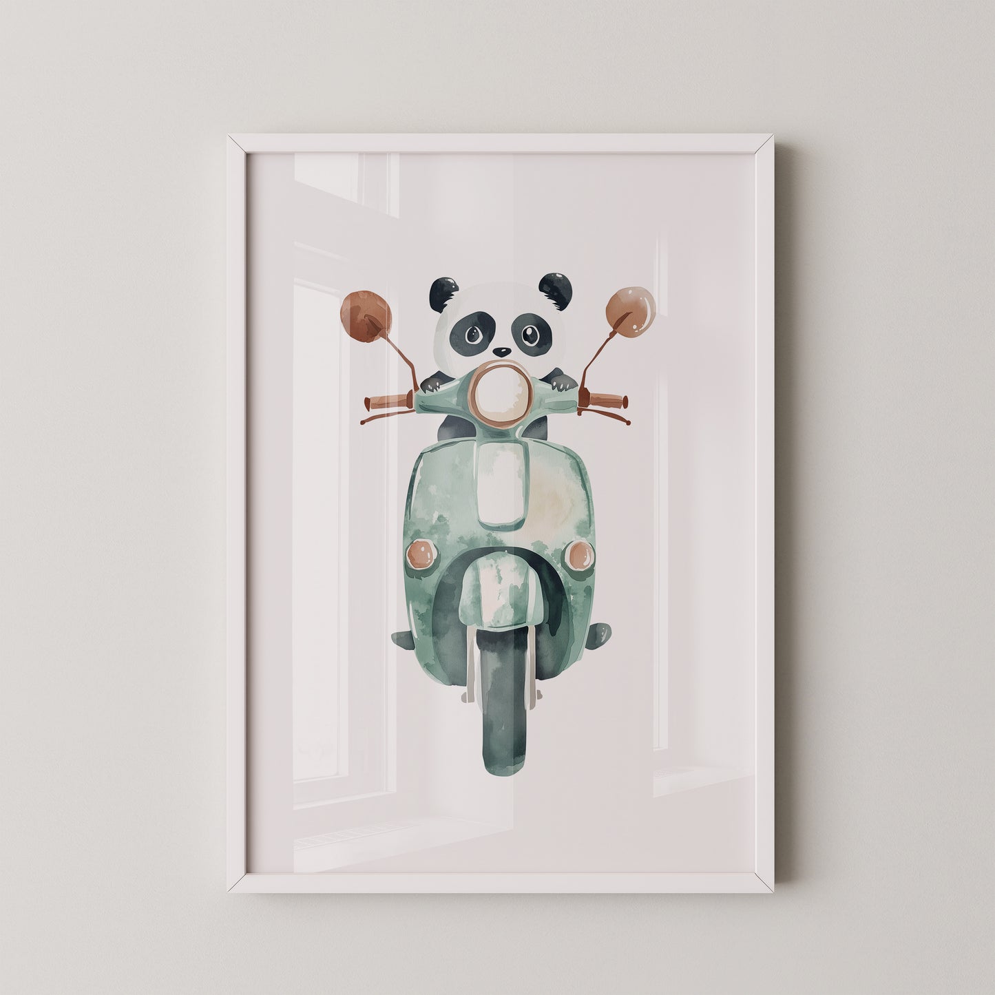 Panda auf mintgrüner Vespa
