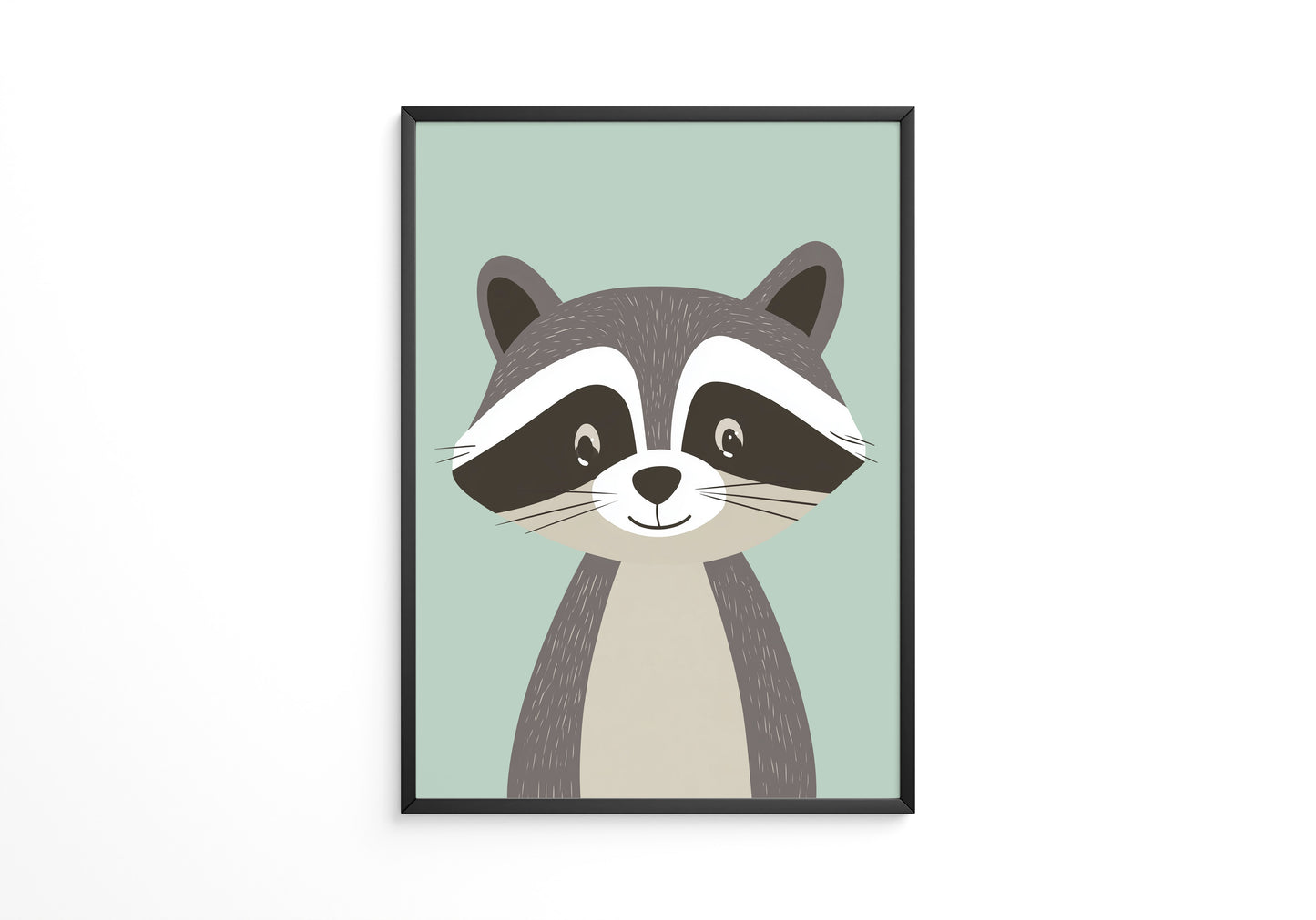 Waschbär Illustration Pastellmintgrün