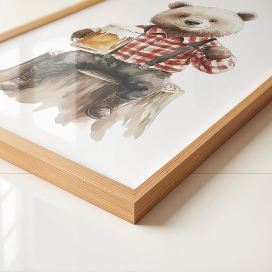 Bär kariertes Holzfällerhemd