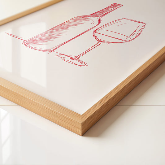 Weinflasche Rot Strichzeichnung