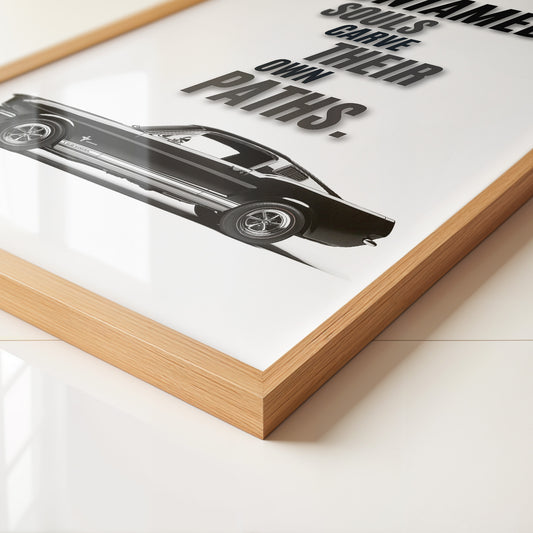 Mustang Seitenansicht Schwarzweiß