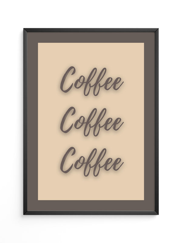 Kaffee Schriftzug Dreifach Braun