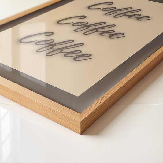 Kaffee Schriftzug Dreifach Braun