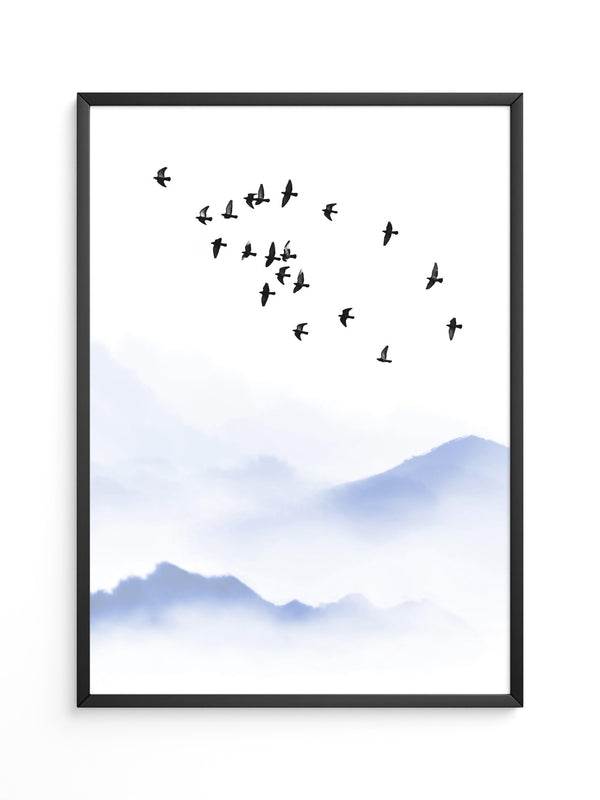 Vogelzug Nebel Aquarell
