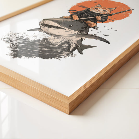 Katzenkrieger auf Hai in Orange