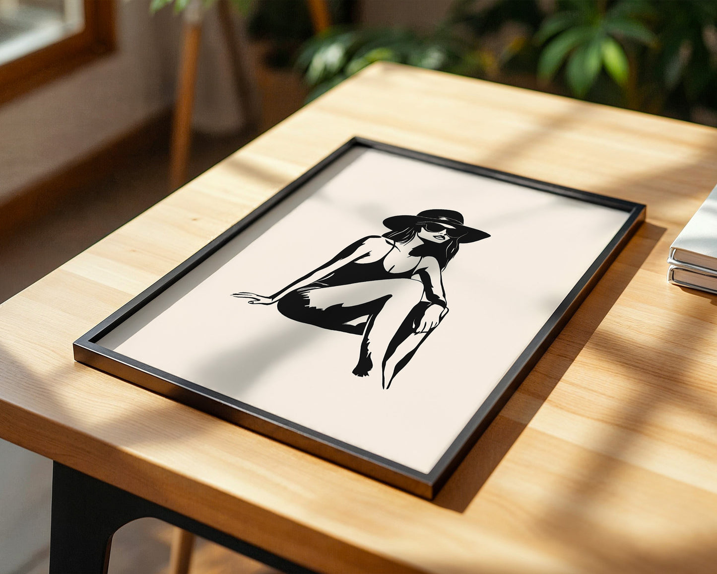 Dame mit Sonnenhut minimalistisch