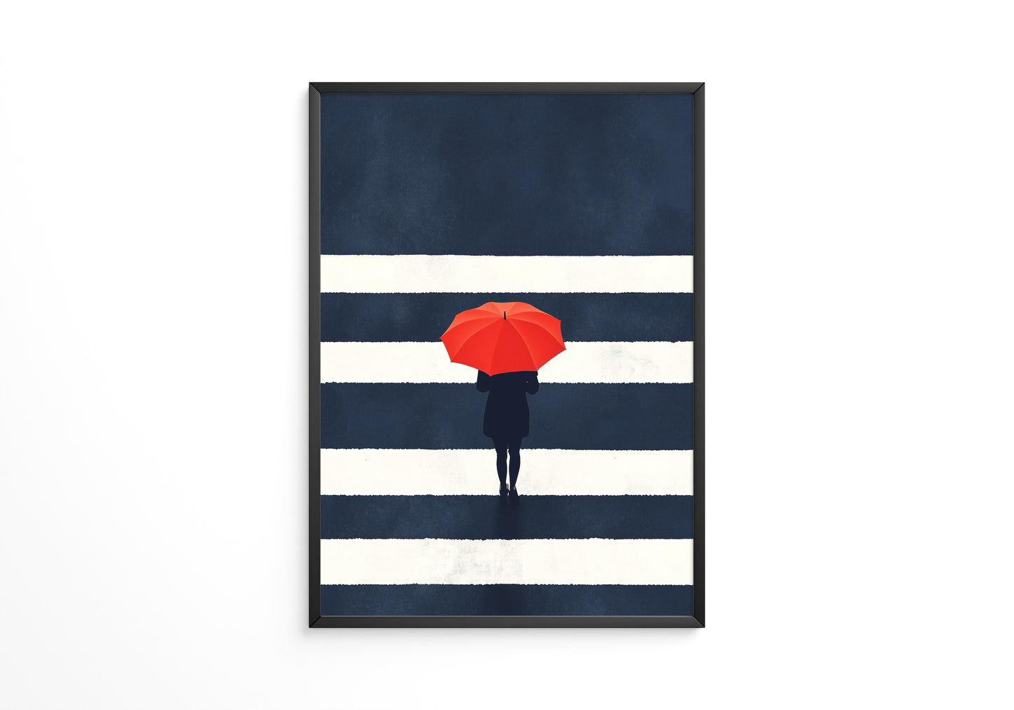 Roter Regenschirm Zebrastreifen