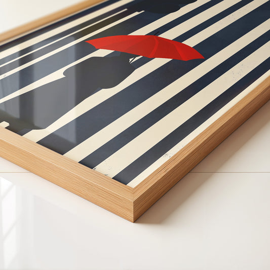 Roter Regenschirm Streifenoptik