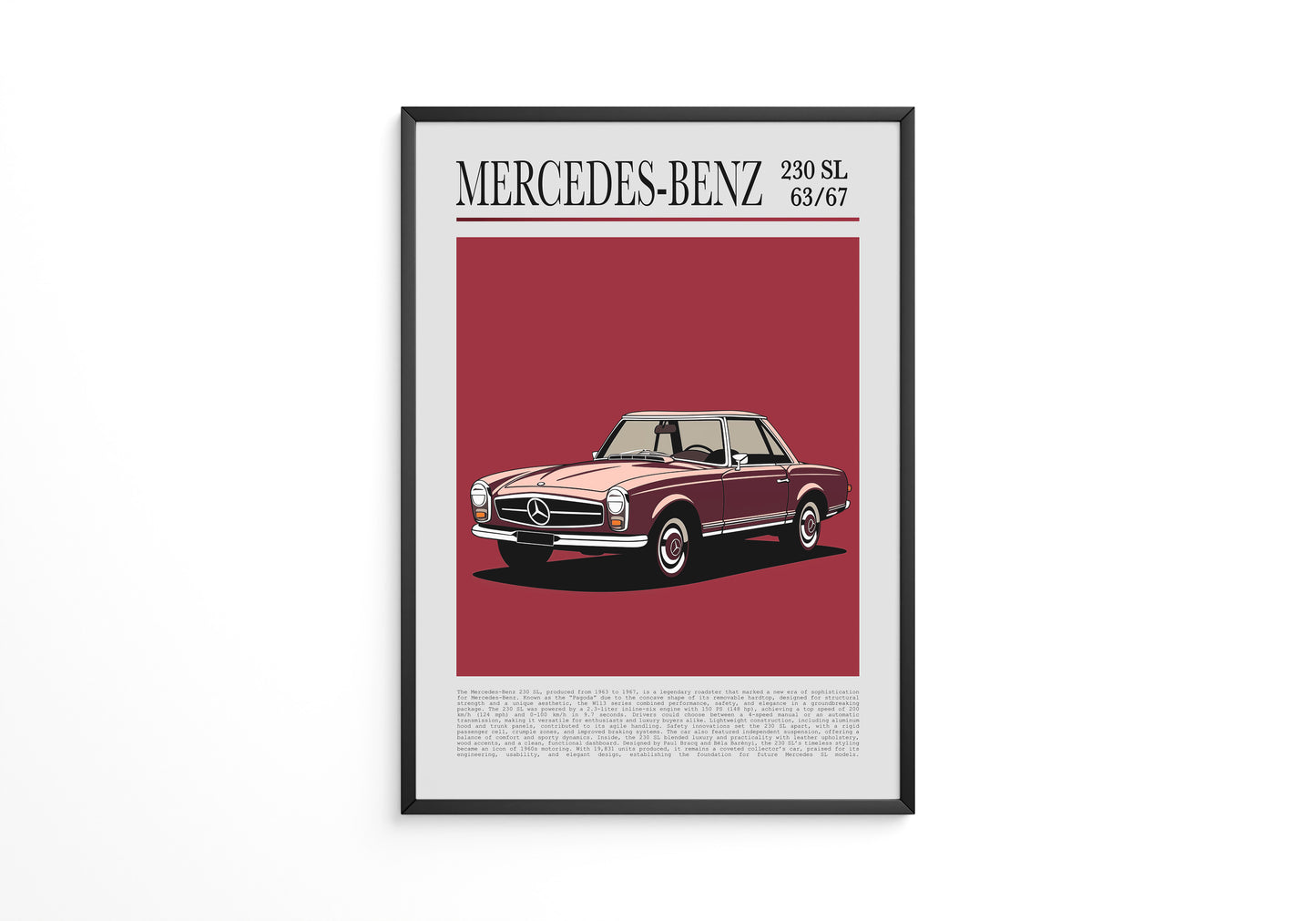 Mercedes 230 SL Illustration Retro