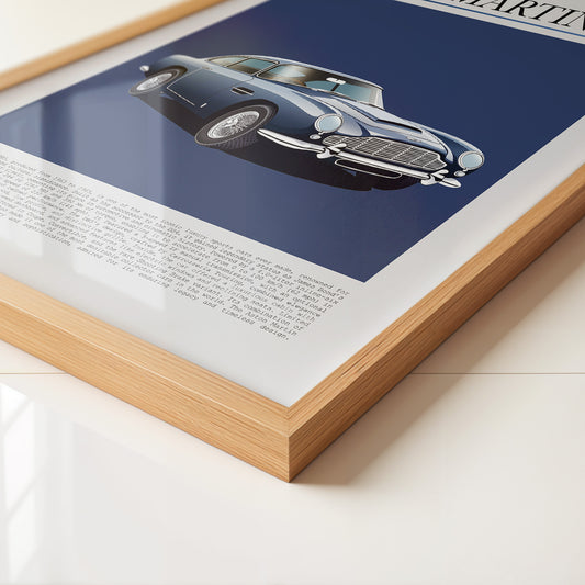 Aston Martin DB5 Illustration Blau