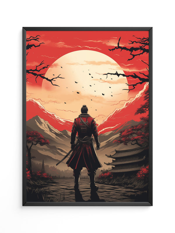 Samurai Sonnenuntergang Rot