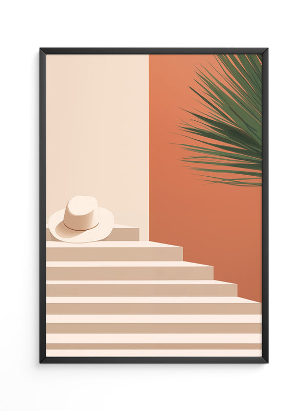 Hut auf Treppen minimalistisch
