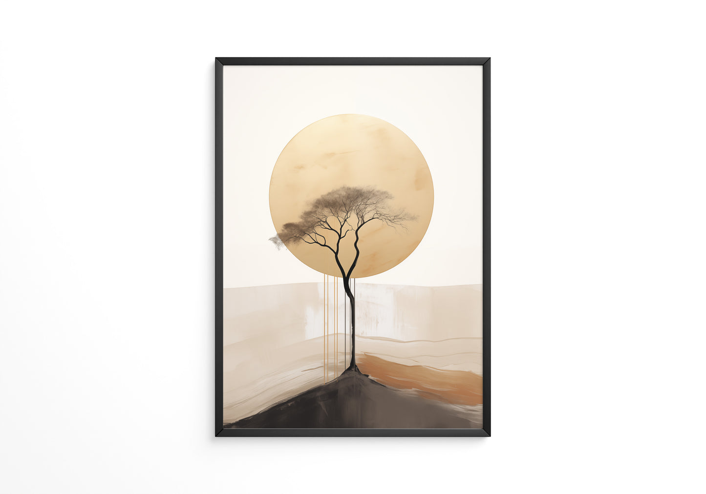 Baum Silhouette goldener Kreis