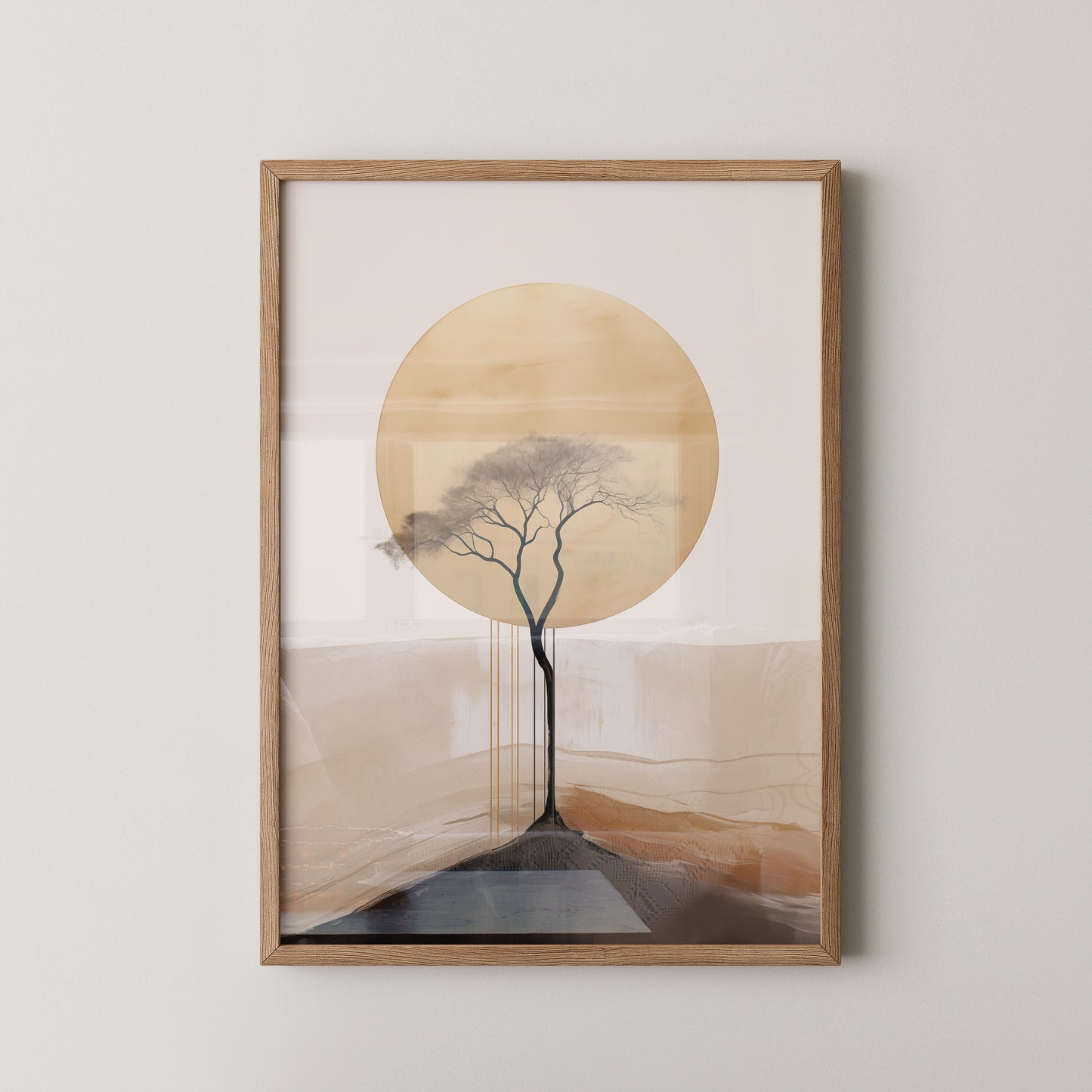 Baum Silhouette goldener Kreis