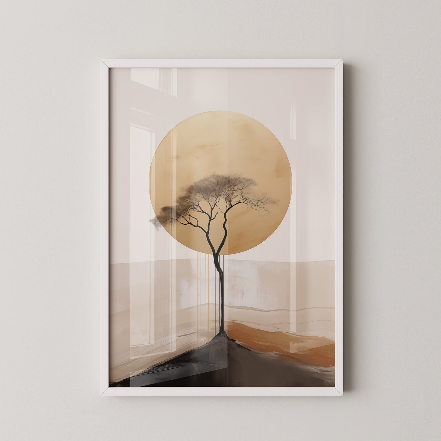 Baum Silhouette goldener Kreis