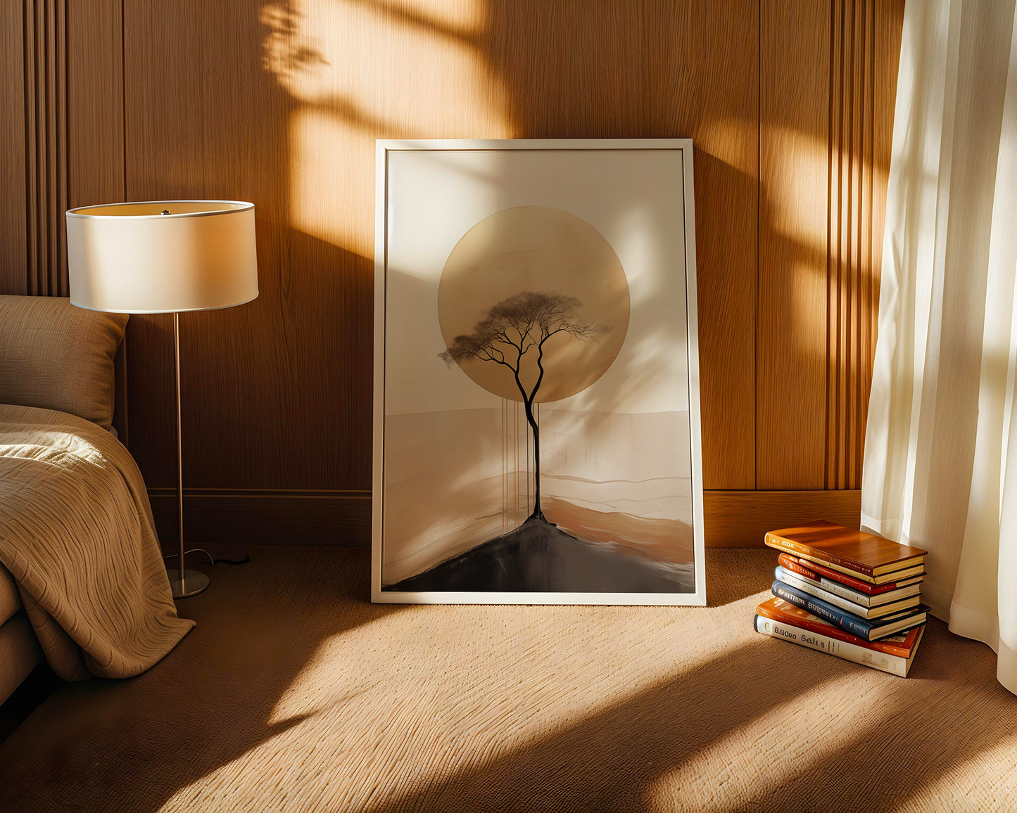 Baum Silhouette goldener Kreis