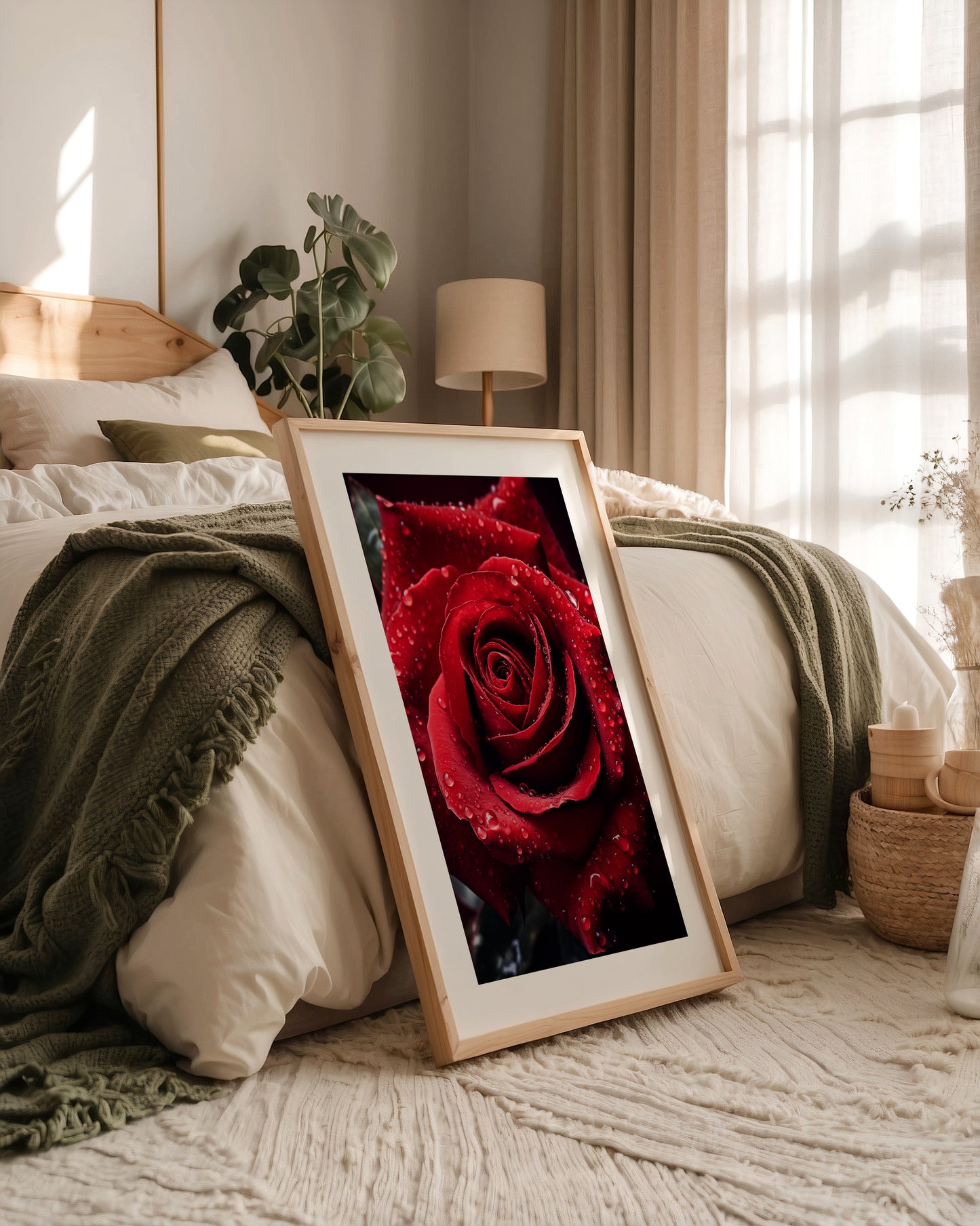 Rote Rose Wassertropfen