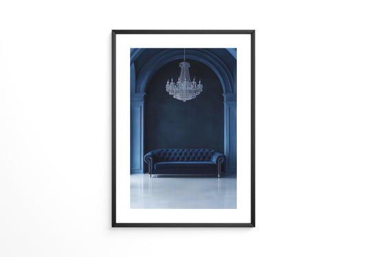 Sofa Kronleuchter tiefblau