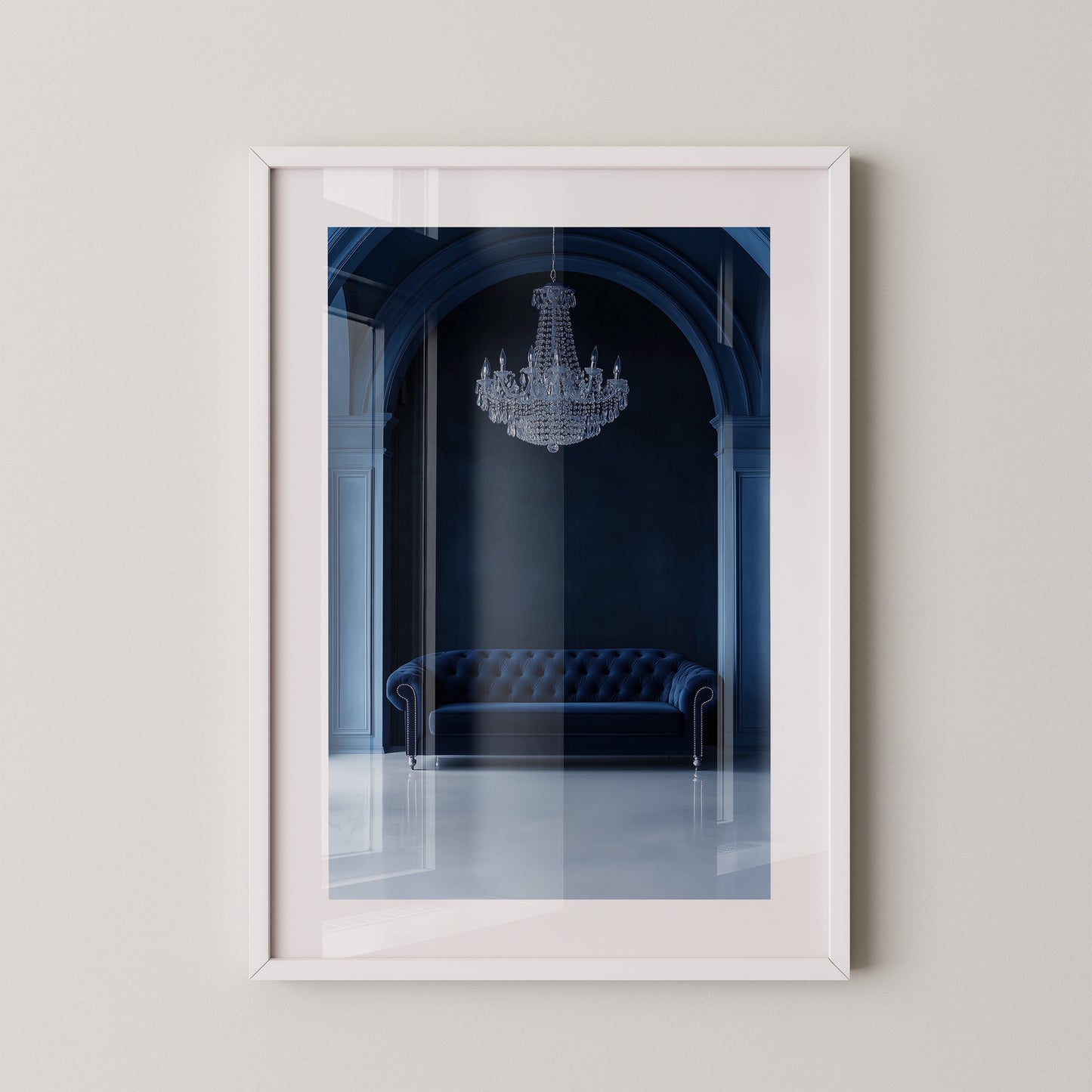 Sofa Kronleuchter tiefblau