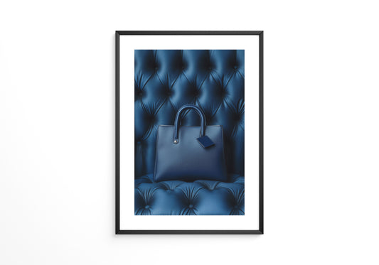 Blaue Tasche auf Polsterquadraten