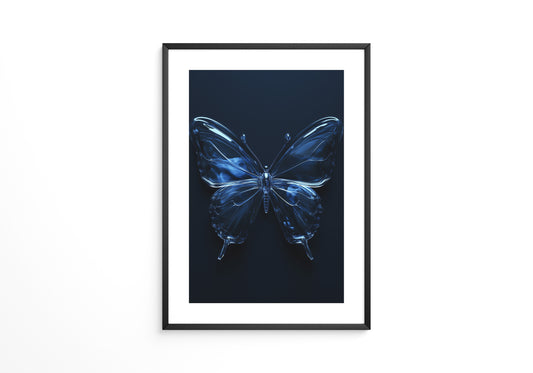 Glas Schmetterling blau