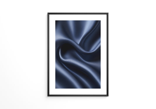 Satin Stoff Wellen Nachtblau