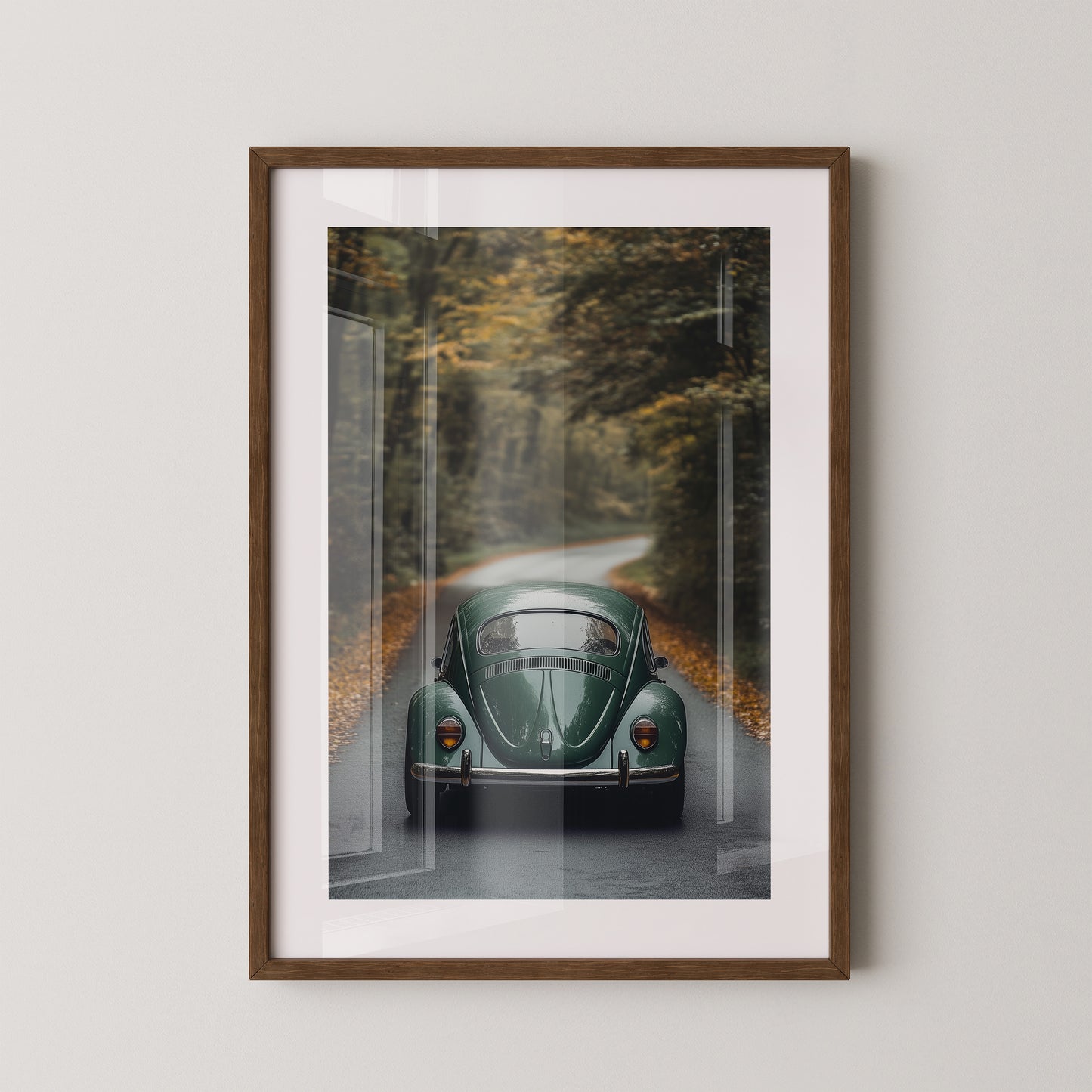 Grüner Käfer Waldstraße Vintage