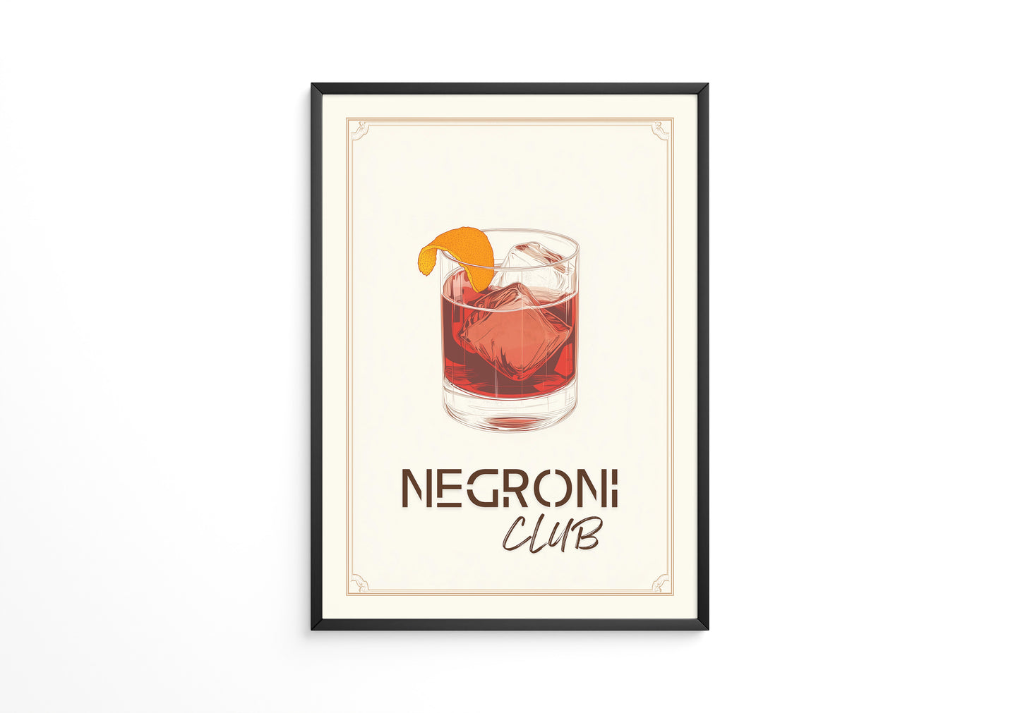 Negroni Drink Illustration Retro