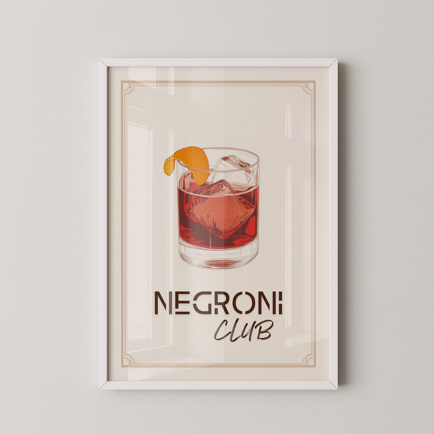 Negroni Drink Illustration Retro