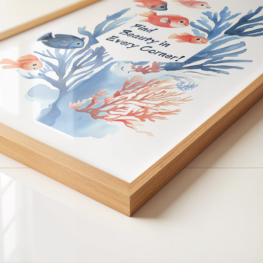 Bunte Fische Aquarell Korallen