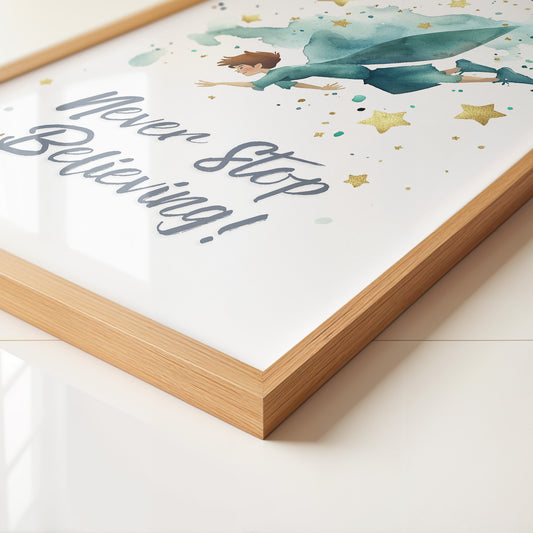 Junge fliegt Aquarell Sterne