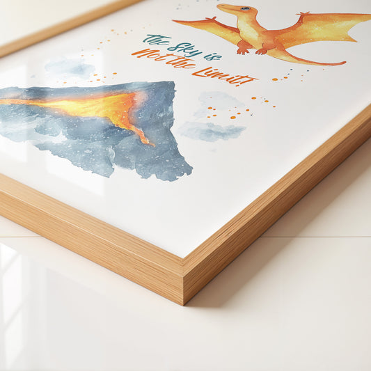 Flugdino Vulkan Aquarell