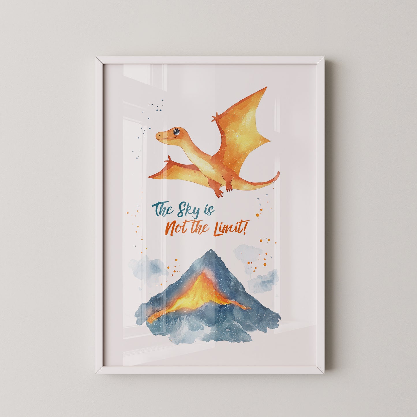 Flugdino Vulkan Aquarell