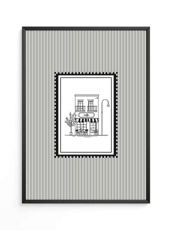 Café Illustration Streifenoptik