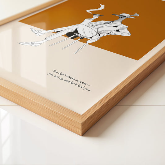 Eleganter Vogel im Anzug Grau