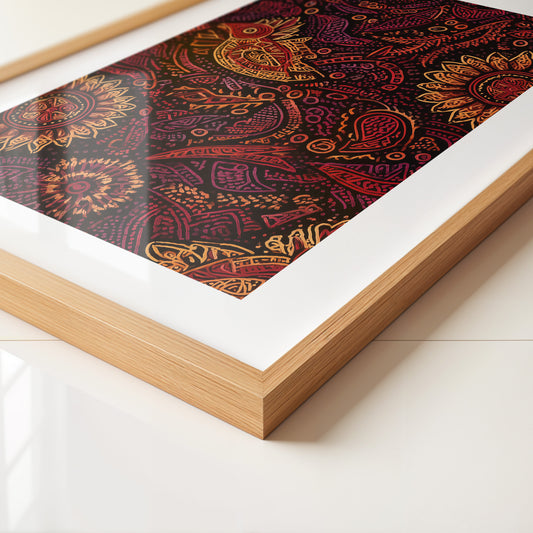 Abstrakte Blumen Vogelmuster Farbspiel