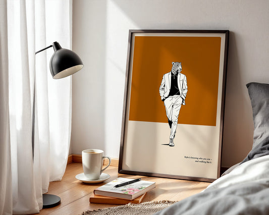 Leopardenkopf Anzug Retro Chic