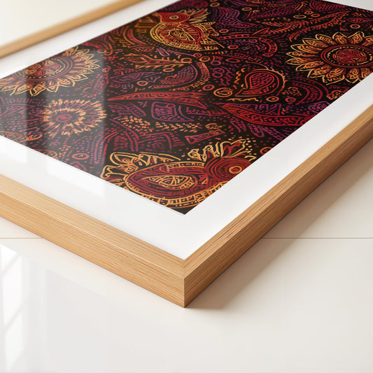 Vogel und Sonnenblumen Ethno-Stil