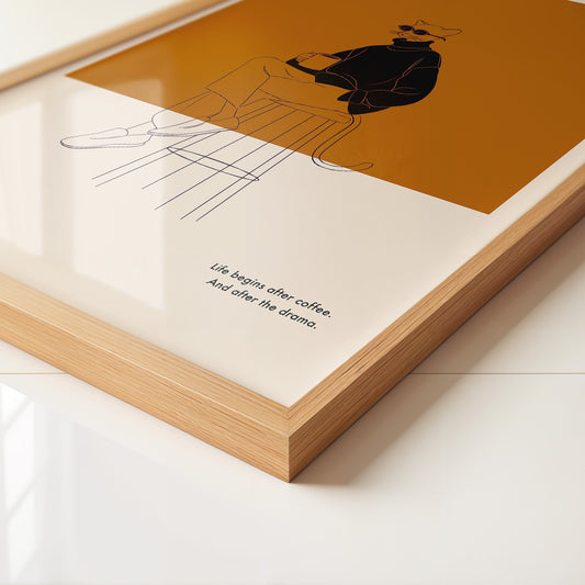 Katze mit Kaffee Retro-Look